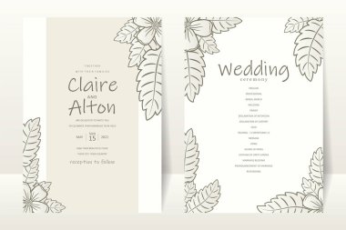 Çiçek desenli düğün davetiyesi şablonu