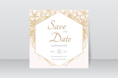 Çiçek desenli düğün davetiyesi şablonu