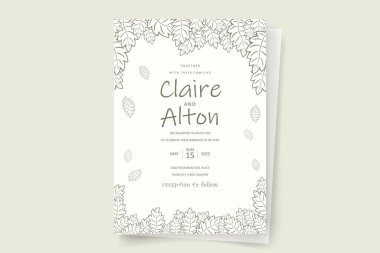 Çiçek desenli düğün davetiyesi şablonu