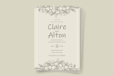 Çiçek desenli düğün davetiyesi şablonu
