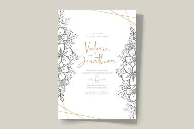 Çiçek desenli düğün davetiyesi şablonu
