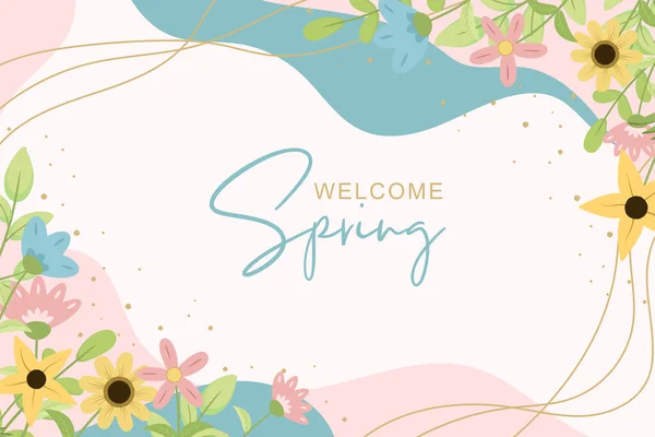 美しい手描き春の花の背景 — ストックベクタ