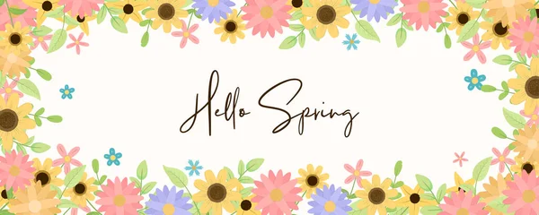 Schöne Handgezeichnete Frühlingsblume Banner — Stockvektor