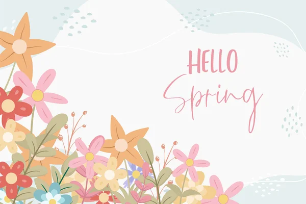 Beautiful Hand Drawn Spring Flower Background — Stock Vector