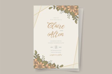Çiçek desenli düğün davetiyesi şablonu