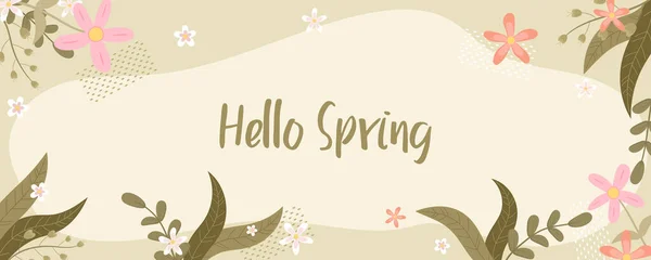 Handgezeichnetes Frühlingsblumen Banner — Stockvektor