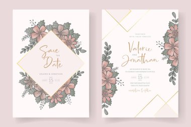 Çiçek desenli düğün davetiyesi şablonu