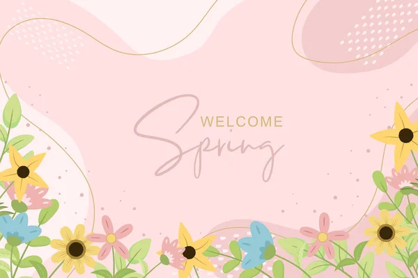 Beautiful Hand Drawn Spring Flower Background — Stock Vector