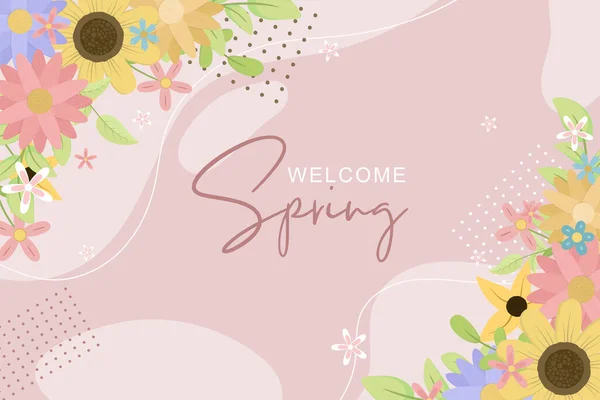 Красивий Намальований Весняний Квітковий Фон — стоковий вектор