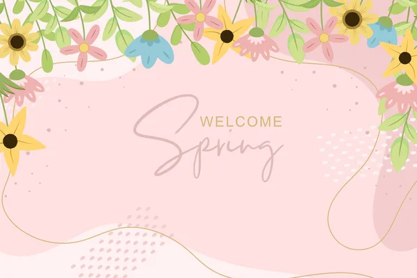 Красивий Намальований Весняний Квітковий Фон — стоковий вектор
