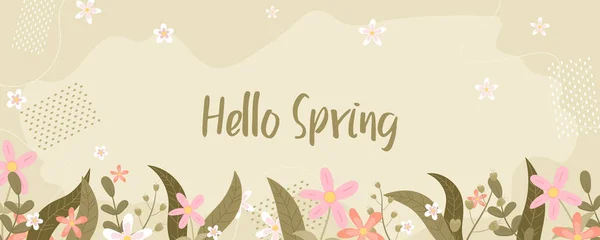 Handgezeichnetes Frühlingsblumen Banner — Stockvektor