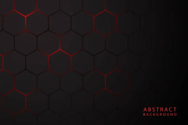 Μαύρο Εξάγωνο Φόντο Μαλακό Κόκκινο Φως — Διανυσματικό Αρχείο