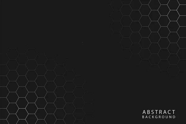 黒グラデーション六角形の背景 — ストックベクタ