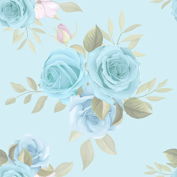 Hermoso Diseño Patrón Sin Costuras Con Diseño Floral Azul — Vector de stock
