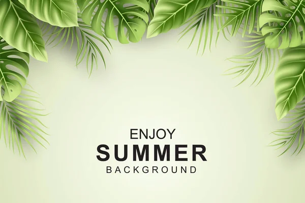 Stock vector Summer background with realistic tropical leaves