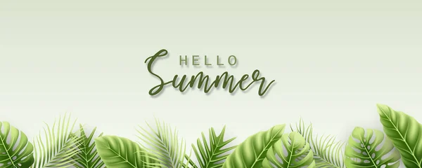 Elegantní Letní Prapor Realistickými Tropickými Listy — Stockový vektor
