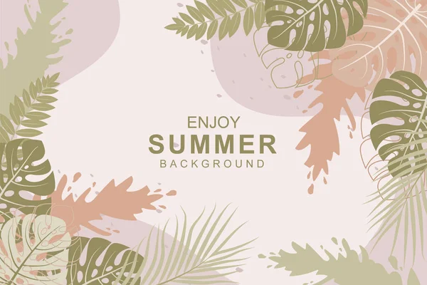 Beautiful Hand Drawn Tropical Summer Background — Stock Vector