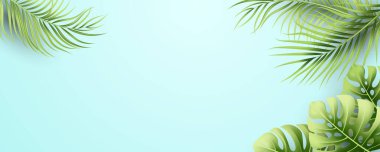 Tropikal yaprak arkaplanlı soyut yaz afişi tasarımı