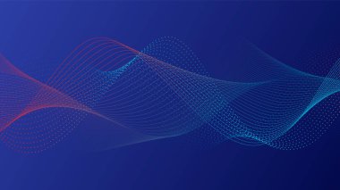 Modern dalgalı çizgiler ve yarım ton noktalarla mavi arkaplan