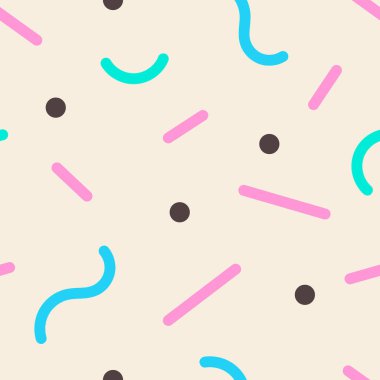 Seamless pattern background with colorful cute vector memphis