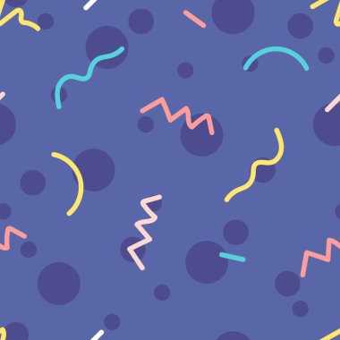 Seamless pattern background with colorful cute vector memphis