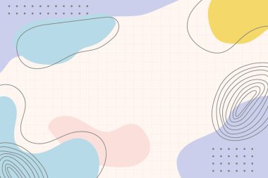 Memphis tarzı arka planda modern renkli soyut şekiller