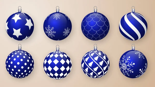 Mavi Noel Balosu Dekorasyon Koleksiyonu — Stok Vektör