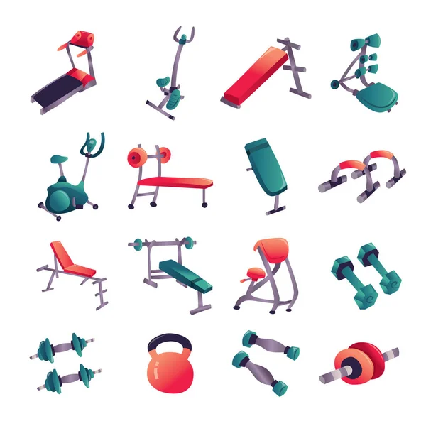 Una Ilustración Vectorial Dibujos Animados Varios Equipos Gimnasio Conjunto — Vector de stock