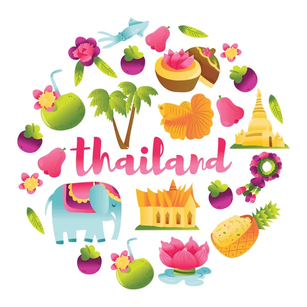 Cartoon Vector Illustration Super Cute Ththailand Culture Theme Decoration — стоковый вектор