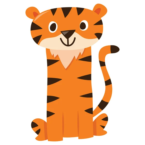 Uma Ilustração Vetorial Desenhos Animados Tigre Bonito — Vetor de Stock