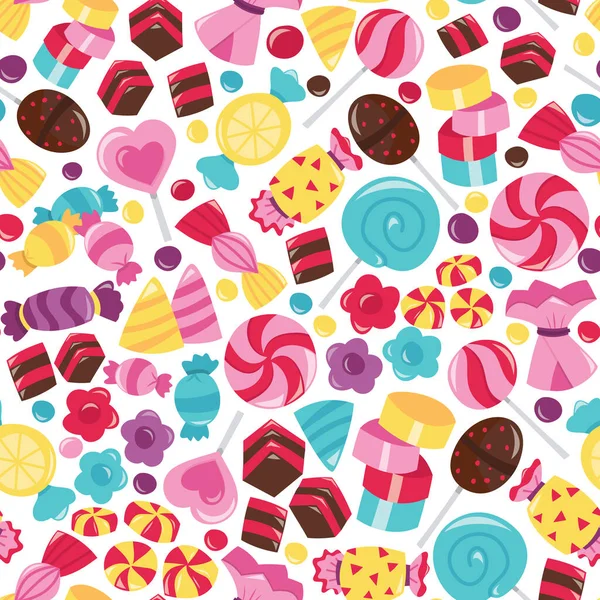 Cartoon Vector Illustration Super Colorful Cheerful Candy Seamless Pattern Background — Stock Vector