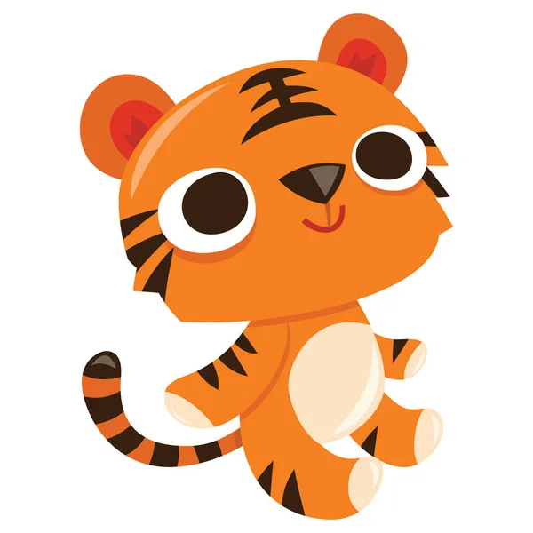 Cartoon Vector Illustration Cute Tiger — Stock Vector