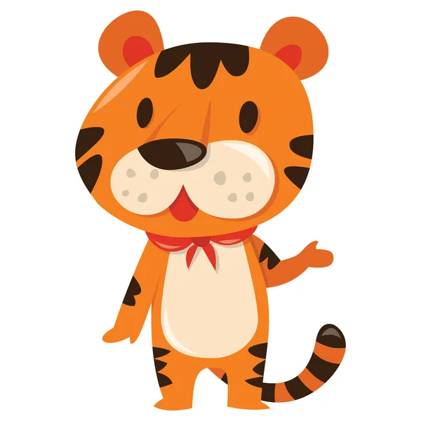 Cartoon Vector Illustration Cute Tiger — Stock Vector
