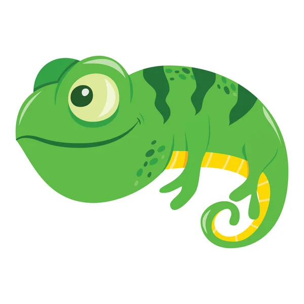 Rysunek Wektor Ilustracja Ślicznej Zielonej Jaszczurki Kameleona — Wektor stockowy