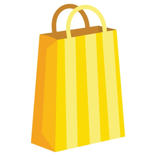 黄色のストライプのショッピングバッグの漫画のベクトルイラスト — ストックベクタ
