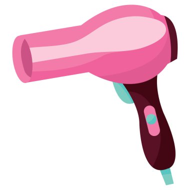 Şirin pembe saç kurutma makinesinin çizgi film çizimi..