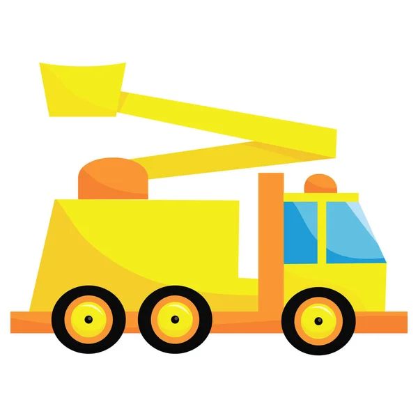 Cartoon Vector Illustration Yellow Crane Truck — Stock Vector