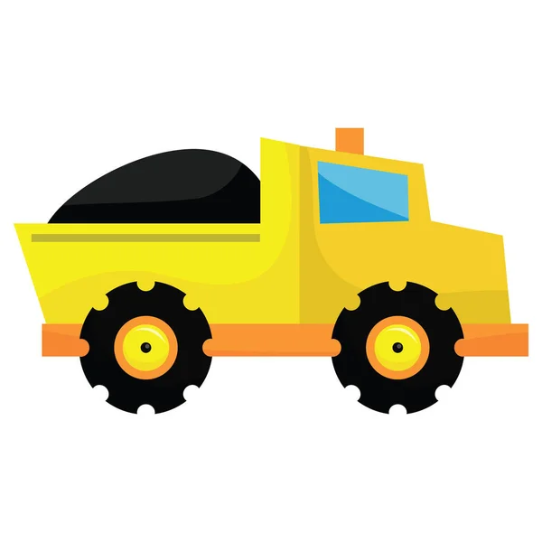 Uma Ilustração Vetorial Dos Desenhos Animados Caminhão Basculante Amarelo —  Vetores de Stock
