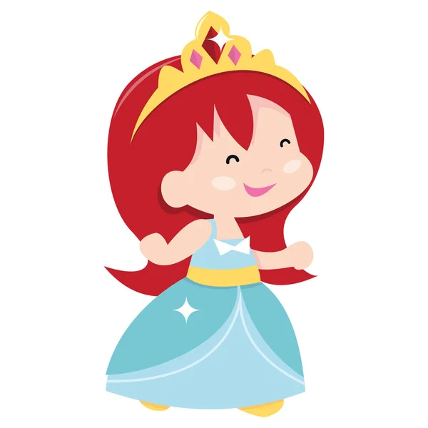 Eine Cartoon Vektor Illustration Von Prinzessin Mädchen Blauen Kleid — Stockvektor