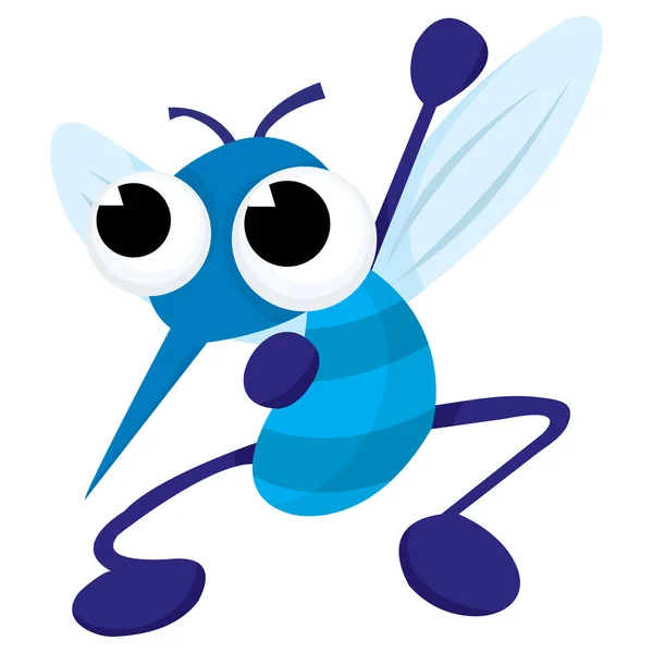 Cartoon Vector Illustration Blue Mosquito — Stock Vector