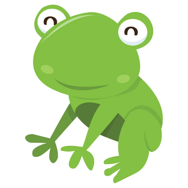 Cartoon Vector Illustration Cute Green Frog — Stock Vector