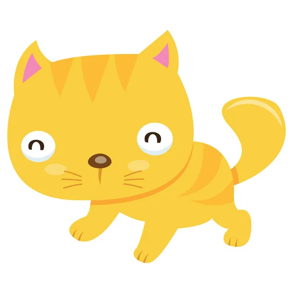 Een Cartoon Vector Illustratie Van Een Schattige Gele Kat — Stockvector