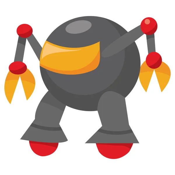 Cartoon Vector Illustration Retro Grey Robot — Stock Vector