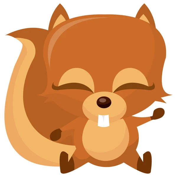 Uma Ilustração Vetorial Dos Desenhos Animados Esquilo Bonito Feliz — Vetor de Stock
