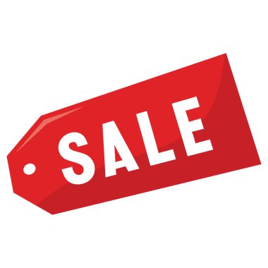 Kırmızı satış etiketinin karikatür vektör çizimi.