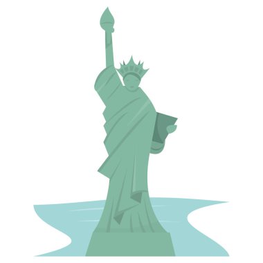 New York 'taki heykel özgürlüğünün çizgi film çizimi.