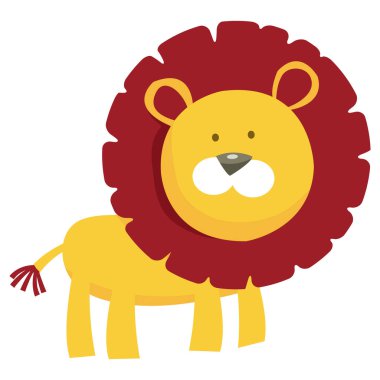 Tatlı bir aslanın karikatür vektör çizimi.