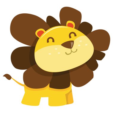 Tatlı bir aslanın karikatür vektör çizimi.