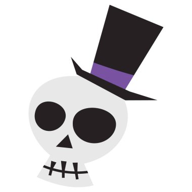 Şapkalı bir kafatasının çizgi film çizimi..