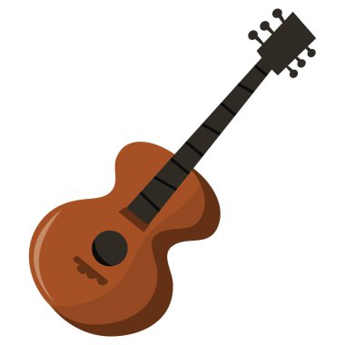 Akustik gitarın karikatür vektör çizimi.